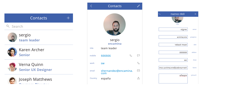 Imagen 12. Vistas de la app MyContacts.