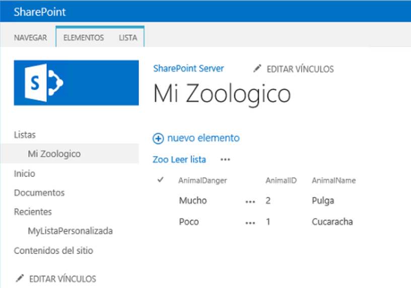 Imagen 13.- El servicio WCF en SharePoint.