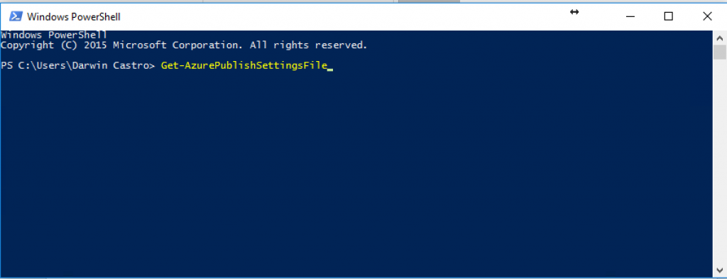 Imagen 11.- Ejecución de Get-AzurePublishSettingsFile.