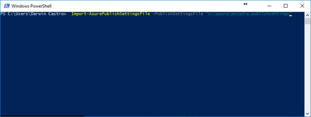 Imagen 14.- Importando en archivo de conexión con PowerShell.