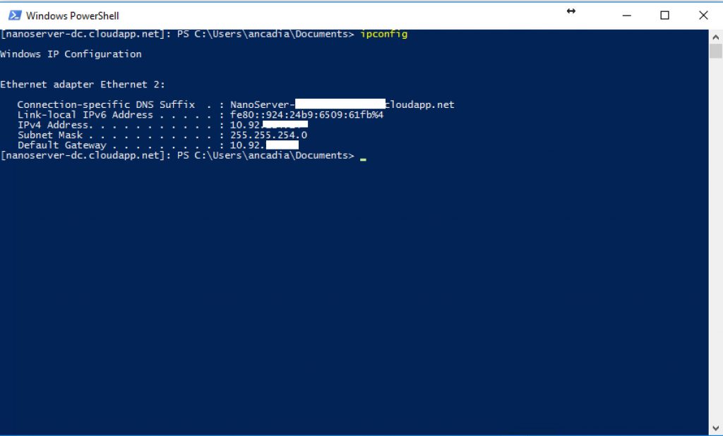 Imagen 18.- Ejecución de ipconfig.