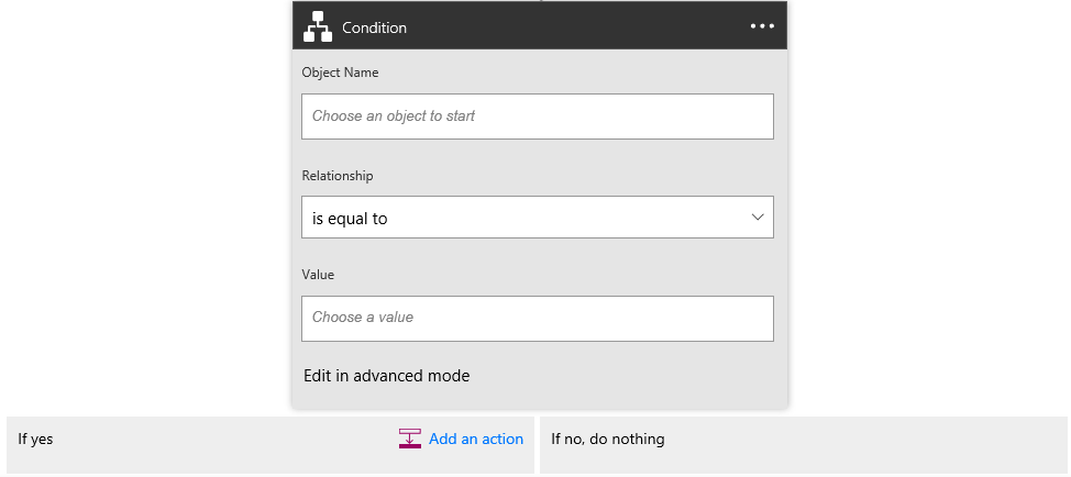 Imagen 7.- Configuración de una condición.
