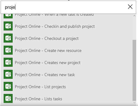 Imagen 8.- Acciones disponibles para Project Online.