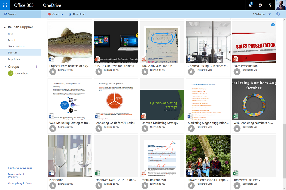 Imagen 12.- Vista de Discover de OneDrive en el navegador.