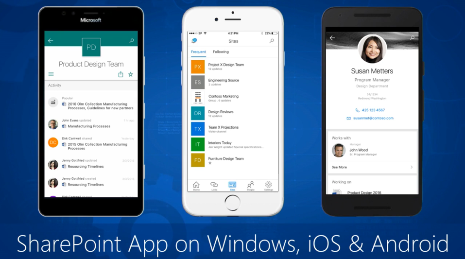Imagen 2.- Aplicación móvil para SharePoint (https://channel9.msdn.com/Shows/Mechanics/Your-Intranet-in-Your-Pocket-The-SharePoi