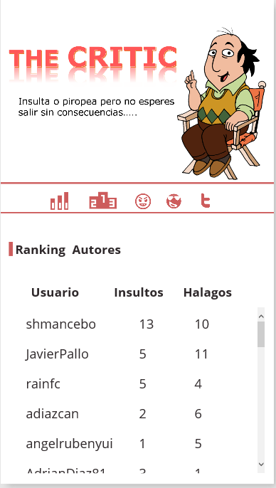 Imagen 21.- Pantallazo de la aplicación “The Critic” desarrollada en PowerApps.