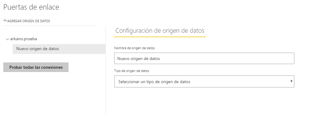 Imagen 13.- Configuración de un origen de datos.