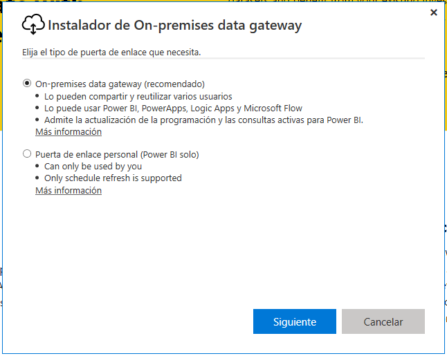 Imagen 4.- Configuración del tipo de puerta de enlace.