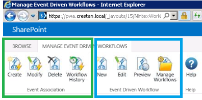 Imagen 4.- Eventos para flujos de Nintex para Project Server.
