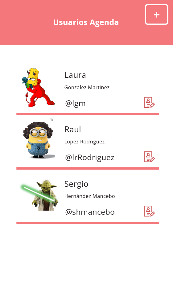 Imagen 15.- Listado de contactos.