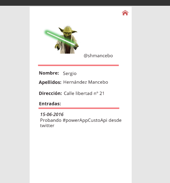 Imagen 16. Pantalla detalle contacto y entradas.