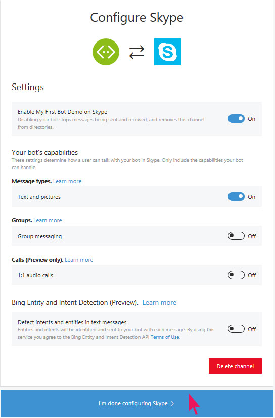 Imagen 17.- Configuración del Bot.
