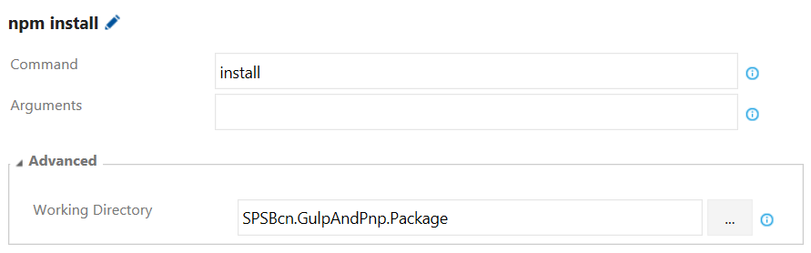 Imagen 7.- Configuración del Step para hacer uso de Gulp.