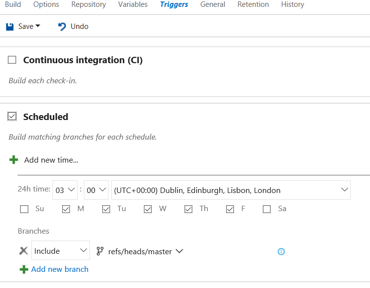 Imagen 13.- Configuración de la ejecución de la build.