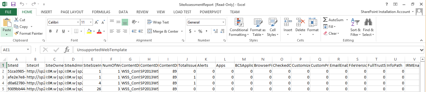 Imagen 5.- Informe SiteAssesmentReport.csv.