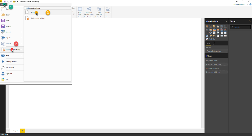 Imagen 9.- Acceso a las opciones de Power BI.