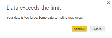 Imagen 22.- Error mostrado cuando se excede el límite de datos a exportar.