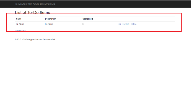 Imagen 6.- Haciendo uso real del servicio de DocumentDB.