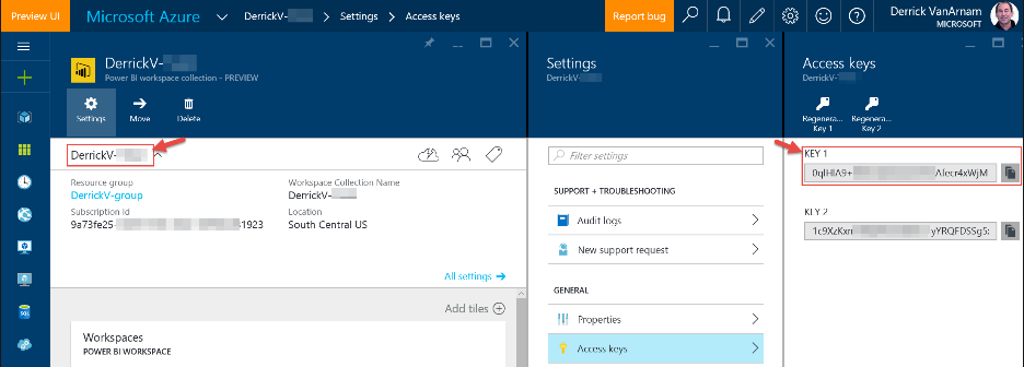 Imagen 2.- Access Key en Azure.