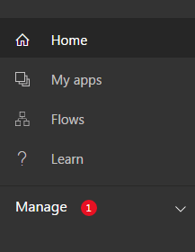 Figure 3.- Left tool bar in the PowerApps Portal.
