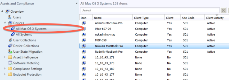 Imagen 5.- Ejemplo de colección con dispositivos Mac.