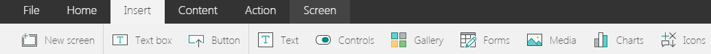 Image 12.- Controls available for building an App in PowerApps.