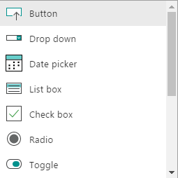 Image 13.- Controls available to insert on an App.
