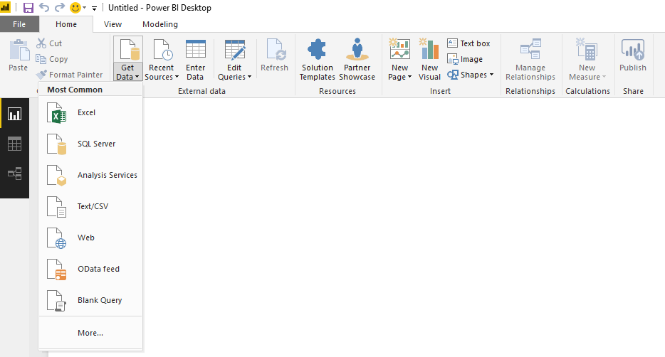 Imagen 1.- Acceso a los orígenes de datos de Power BI.