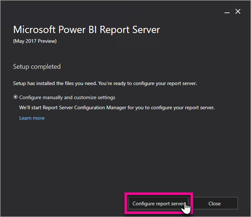 Imagen 6.- Opción de configuración de report server.