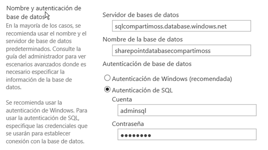 Imagen 5.- Creación de una Aplicación Web en SharePoint.