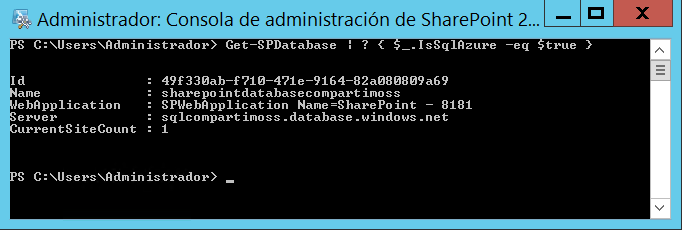 Imagen 6.- PowerShell mostrando los datos de la Base de Datos en Azure.