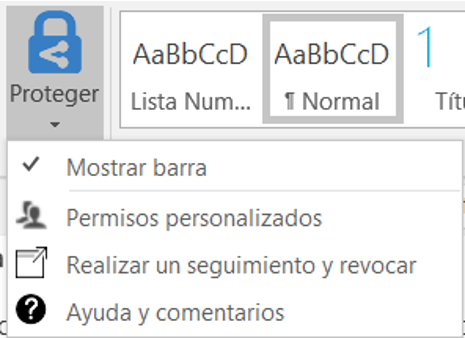 Imagen 12.- Desplegable en el ribbon.