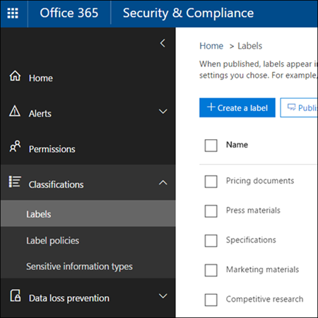 Imagen 25.- Etiquetas de retención en el Centro de Seguridad y Cumplimiento.