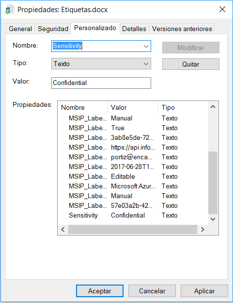 Imagen 29.- Propiedades AIP en el archivo.