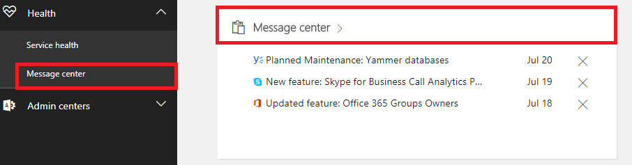 Imagen 3.- Posibilidades de acceso al Centro de Mensajes.
