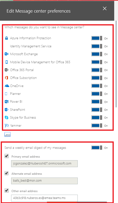 Imagen 5.- Preferencias del centro de mensajes.