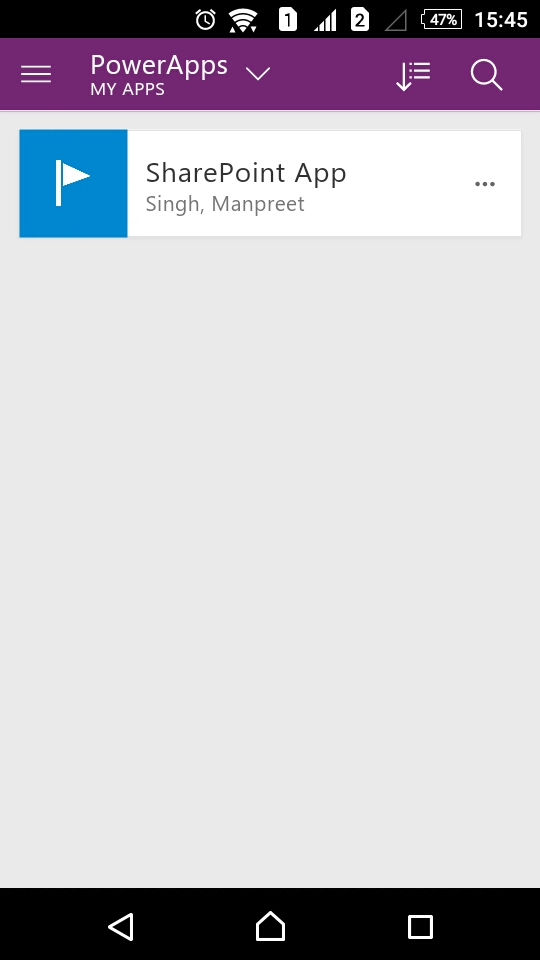 Imagen 2.- Accesing PowerApps created by using the PowerApps App.
