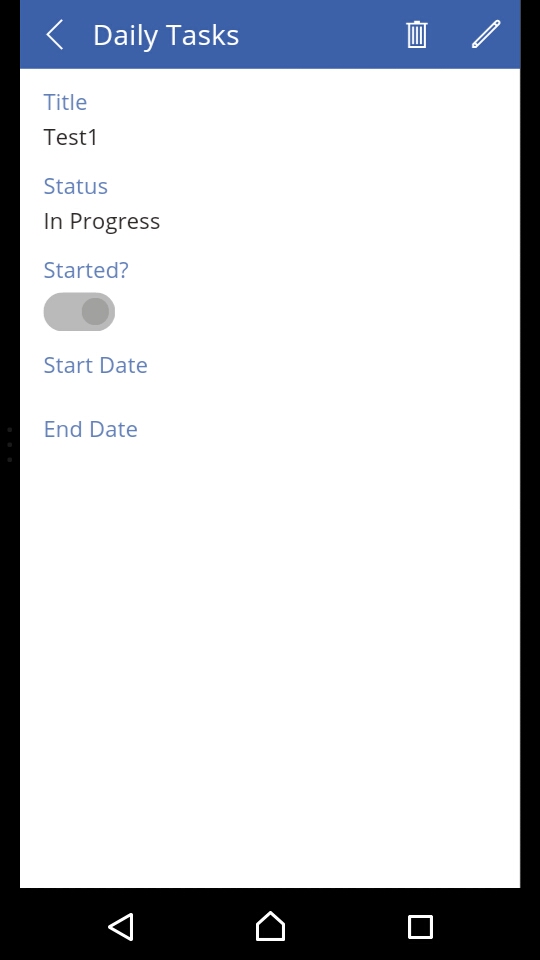 Image 5.- See the details of a list item in the PowerApp.