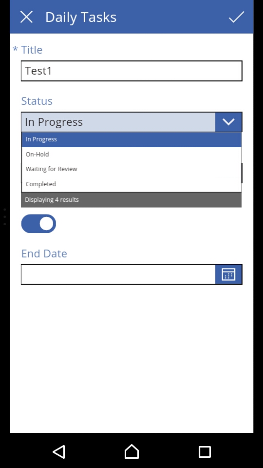 Image 6.- Editing a list item in the PowerApp.