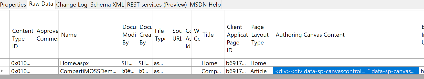 Imagen 3.- Inspeccionando la página con el SharePoint Online Client Browser
