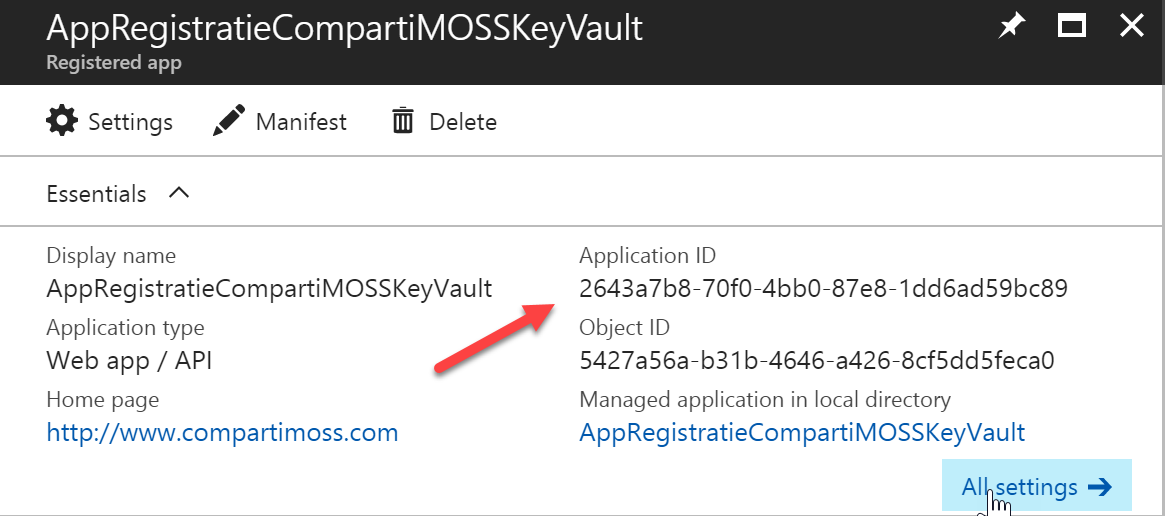 Imagen 6.- Identificador del Registro de la aplicación.