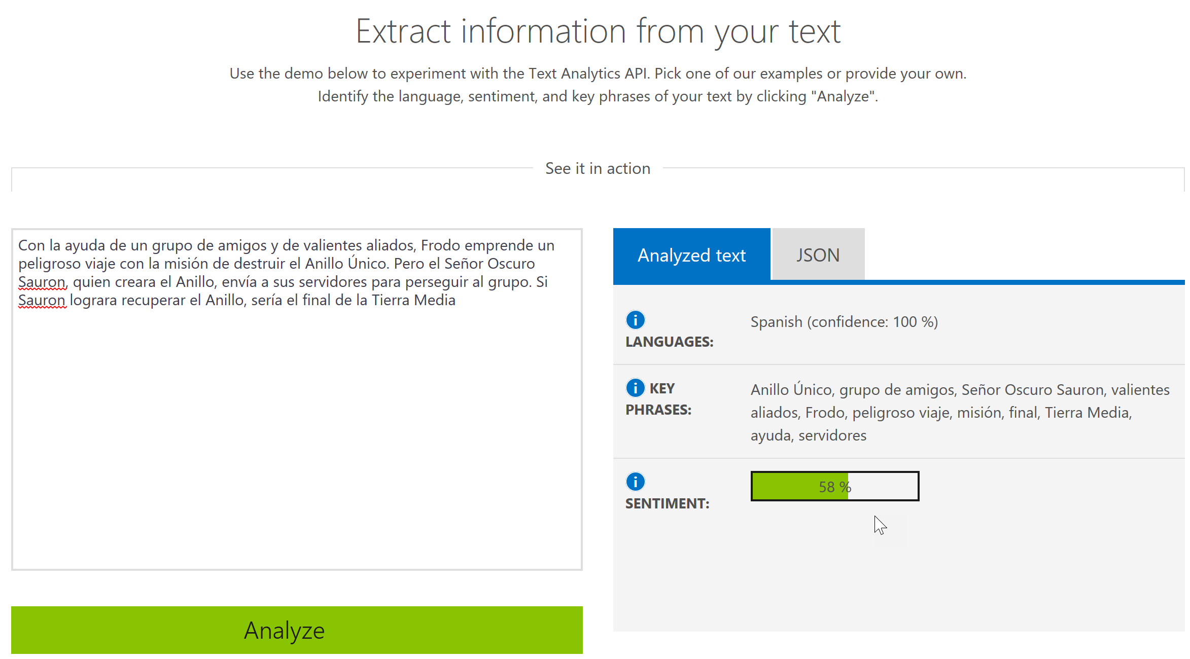 SharePoint y Azure -  El Azure Text Analytics API