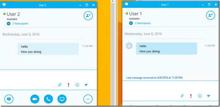 Imagen 9.- Comunicación entre User 1 y User 2.