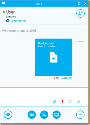 Imagen 4.- Error al transferir archivos por parte del usuario 2.