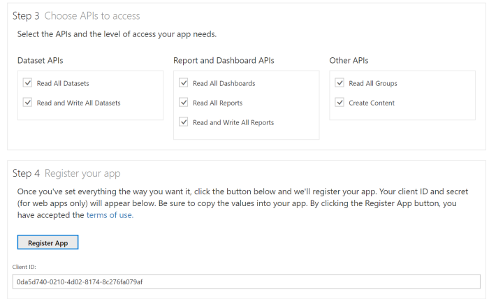 Imagen 2.- APIs a las que se va a acceder y Client ID.