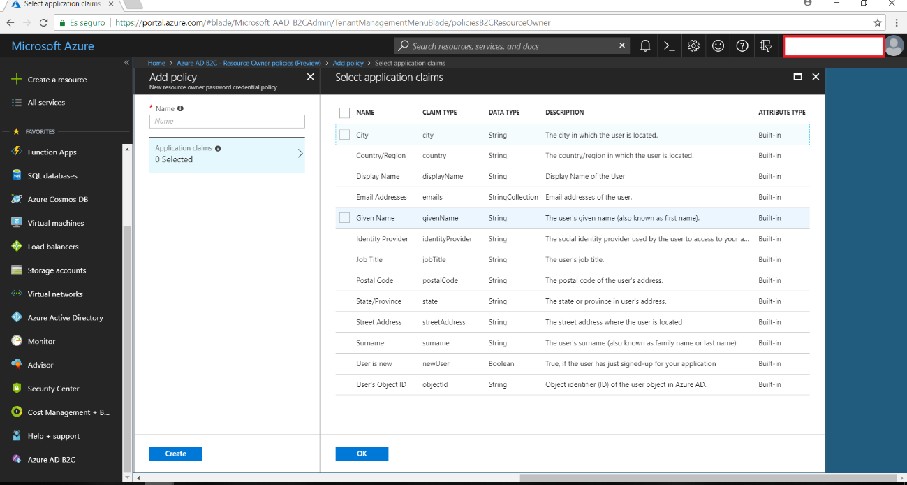 Imagen 12.- Selección de claims para la política.