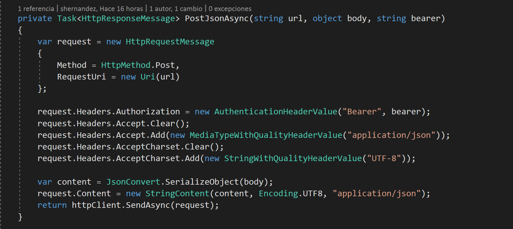 Imagen 22.- Post del mensaje al servicio.