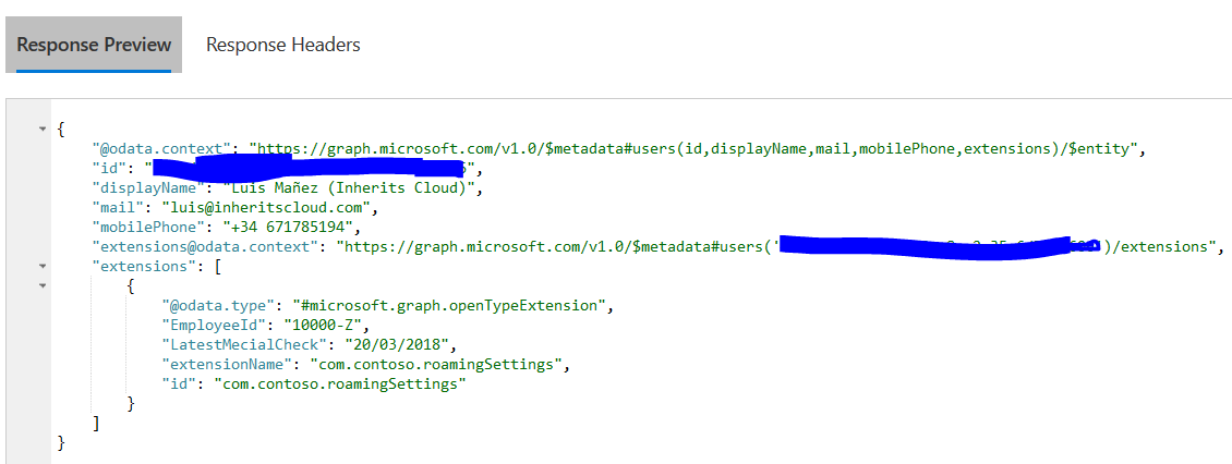 Imagen 5.- Como recuperar la información de una Graph Extension.
