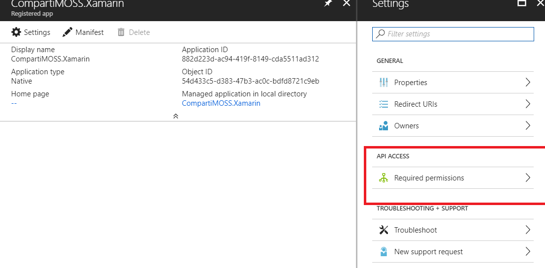 Imagen 8.- Concesión de permisos entre aplicaciones.