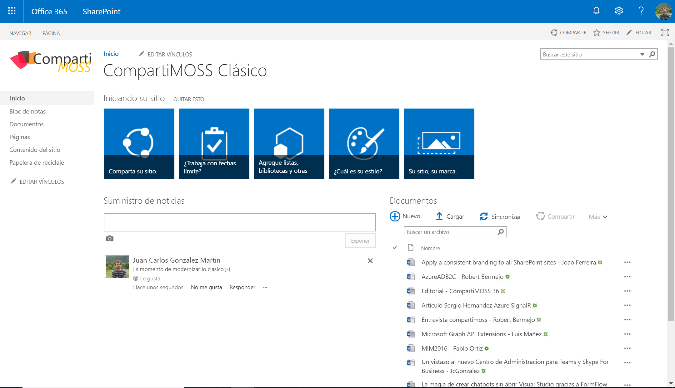 Modernizando sitios clásicos de SharePoint Online con Grupos de Office 365